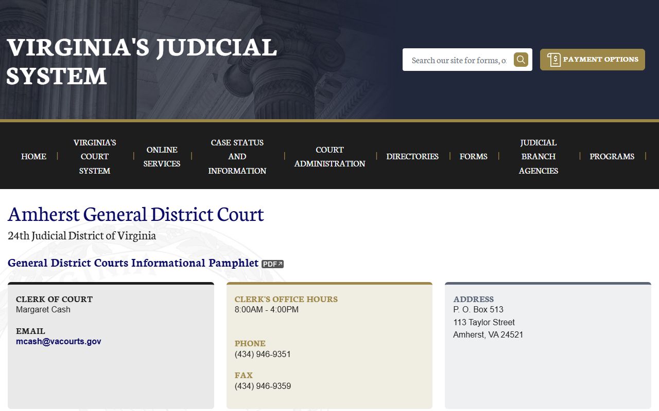 Amherst County court records after jail arrest General District Court